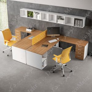 میز کار گروهی 2 نفره ال MDF
